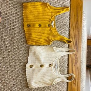 Mustard and white knitted tank top from american eagle.
